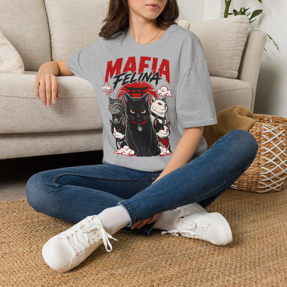Mafia Felina cat illustration T-Shirt | Japanese torii, black & white cats