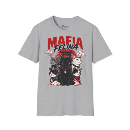 Mafia Felina cat illustration T-Shirt | Japanese torii, black & white cats