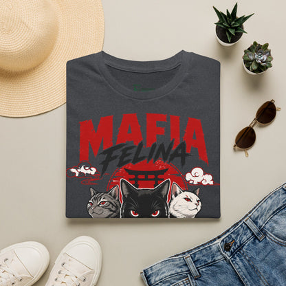 Mafia Felina cat illustration T-Shirt | Japanese torii, black & white cats