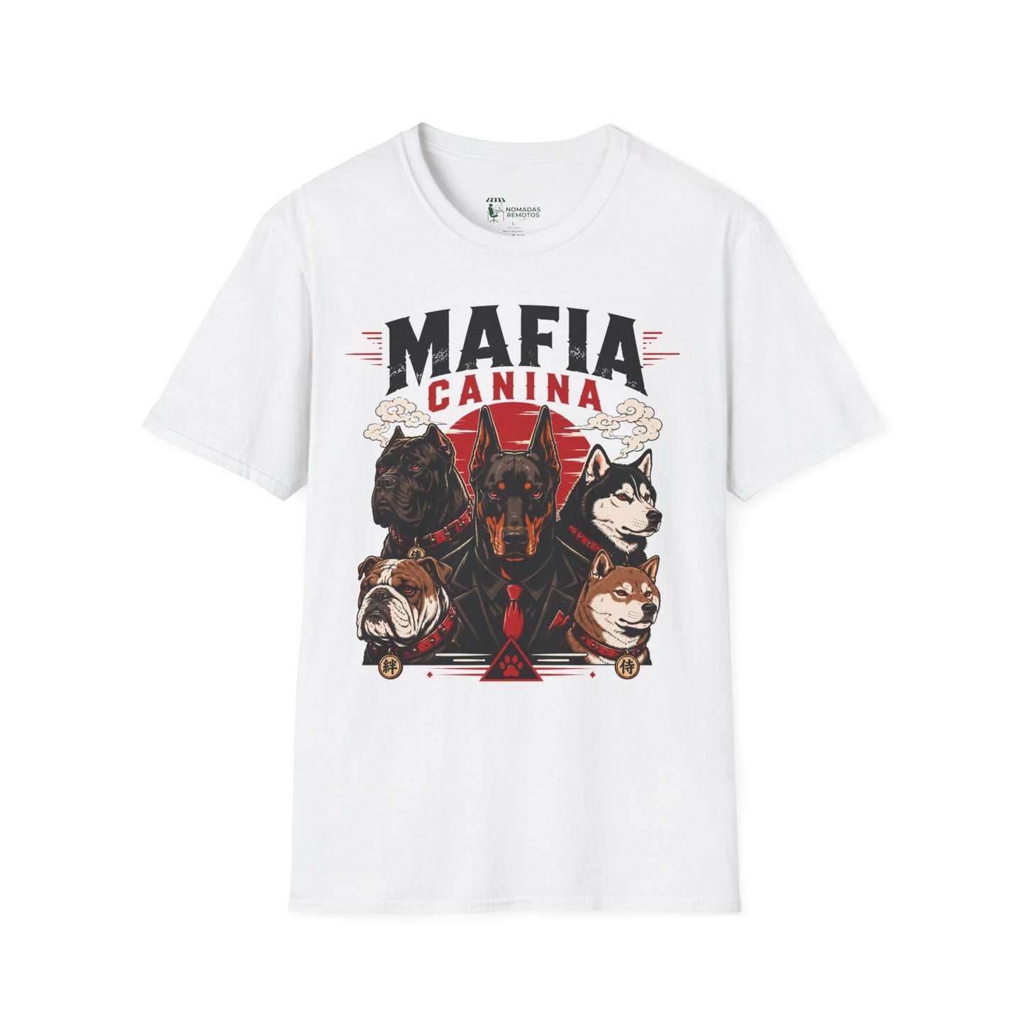 Copy of Mafia Felina cat illustration T-Shirt | Japanese torii, black & white cats