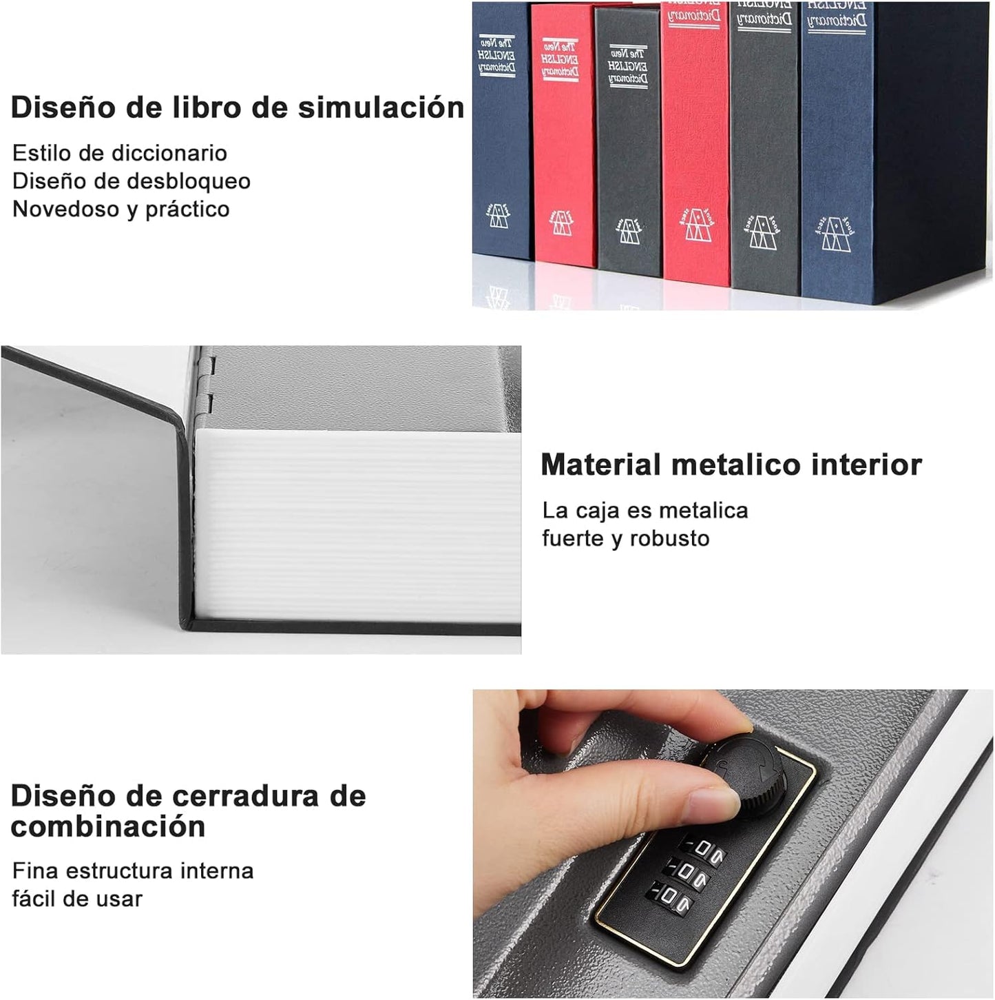 Caja fuerte en forma de libro con cerradura 180x115x55mm - additional image 12