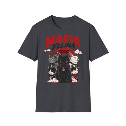 Mafia Felina cat illustration T-Shirt | Japanese torii, black & white cats