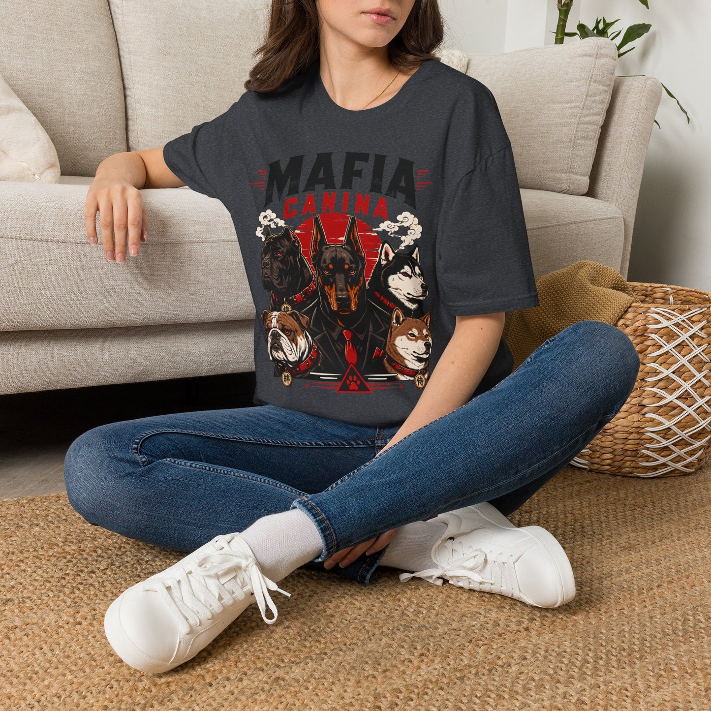 Copy of Mafia Felina cat illustration T-Shirt | Japanese torii, black & white cats